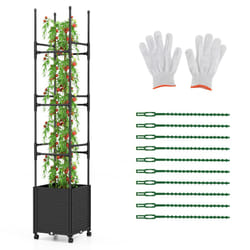 219 cm Rolling Tomato Cage Vertical Planter w/ Trellis Self-Watering Planter Box