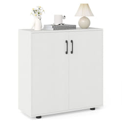 2-Door Storage Cabinet Modern Accent Cabinet with Adjustable Shelf-White