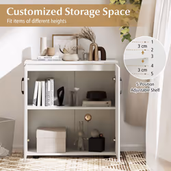 2-Door Storage Cabinet Modern Accent Cabinet with Adjustable Shelf-White
