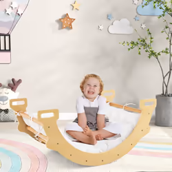 2-in-1 Arch Rocker Double-Sided Climbing Arch Wooden Ladder with Soft Cushion