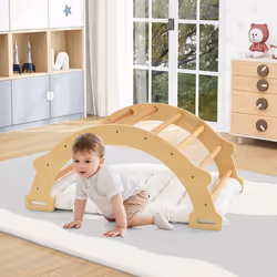 2-in-1 Arch Rocker Double-Sided Climbing Arch Wooden Ladder with Soft Cushion