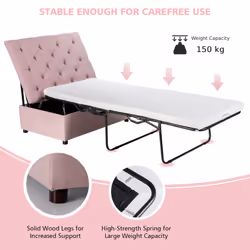 2-in-1 Convertible Sofa Bed Folding Ottoman Sleeper Space Saving Couch Lounger