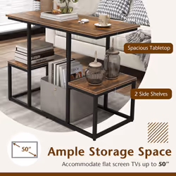 2-Tier Display Rack Rustic TV Console Table Industrial Sofa Table Rack