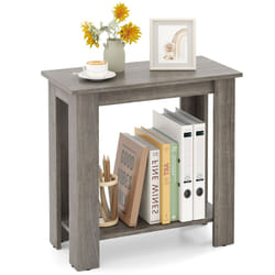 2-Tier End Table Modern Side Table edside Table w/ Storage Shelf-Grey