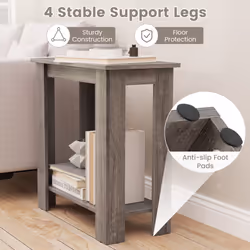 2-Tier End Table Modern Side Table edside Table w/ Storage Shelf-Grey