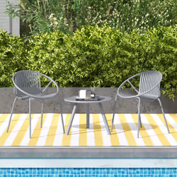 3 Pieces Bistro Table Set All Weather PP Patio Conversation Set-Grey