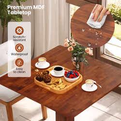 33" Wooden Kitchen Table Square Dining Table w/ Pedestal Base-Walnut