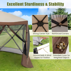 350 x 230 cm Pop-up Gazebo Tent Outdoor Canopy Sun Shelter-Coffee