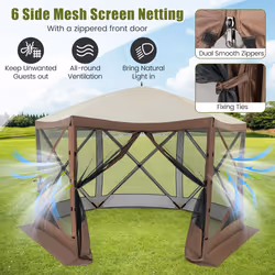 350 x 230 cm Pop-up Gazebo Tent Outdoor Canopy Sun Shelter-Coffee