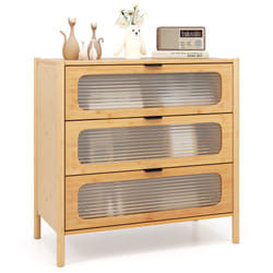 3-Drawer Dresser Cabinet Modern Bamboo Chest of Drawers-Natural