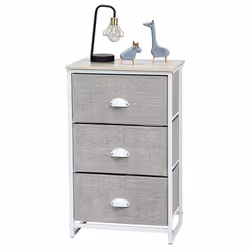 3-Drawer Fabric Dresser Metal Frame Chest of Drawers Nightstand