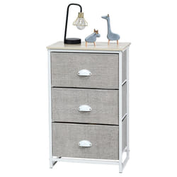 3-Drawer Fabric Dresser Metal Frame Chest of Drawers Nightstand