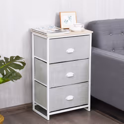 3-Drawer Fabric Dresser Metal Frame Chest of Drawers Nightstand