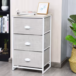 3-Drawer Fabric Dresser Metal Frame Chest of Drawers Nightstand