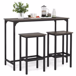3Pcs Dining Table Set 2-Person Counter-Height Kitchen Table-Gray
