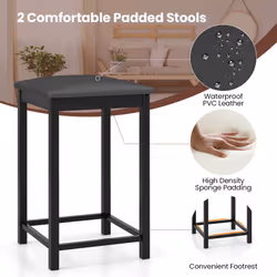 3-Piece Dining Table Set Modern Bar Table w/ 2 Upholstered Bar Stools