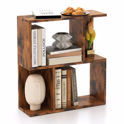 3-Tier Bookshelf Display Shelf for Small Space Freestanding Side Table Rustic Brown