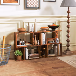 3-Tier Bookshelf Display Shelf for Small Space Freestanding Side Table Rustic Brown