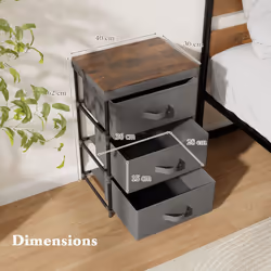 3-Tier Fabric Dresser Fabric Nightstand Home Organizer Unit w/3 Drawers Grey