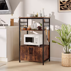 3-Tier Kitchen Bakers Rack with Cabinet
