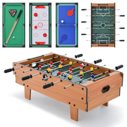 4 in 1 Combo Game Table Set Foosball Table w/ Billiards-Natural