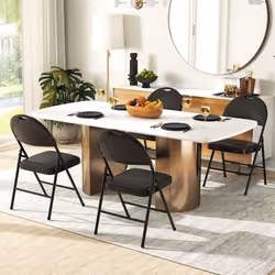 4 Pack Folding Chairs Padded Party Chairs w/Carry Handle-Black
