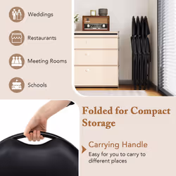 4 Pack Folding Chairs Padded Party Chairs w/Carry Handle-Black