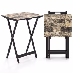 4 Pieces Foldable Garden Side Table Portable Serving Camping Table Set 48 x 40 x 67cm