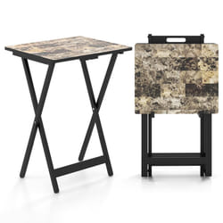 4 Pieces Foldable Garden Side Table Portable Serving Camping Table Set 48 x 40 x 67cm