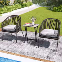 4 Pieces Foldable Garden Side Table Portable Serving Camping Table Set 48 x 40 x 67cm