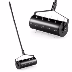 45 cm Manual Lawn Aerator Heavy Duty Rolling Aerator Lawn Tool-Black