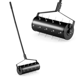 45 cm Manual Lawn Aerator Heavy Duty Rolling Aerator Lawn Tool-Black