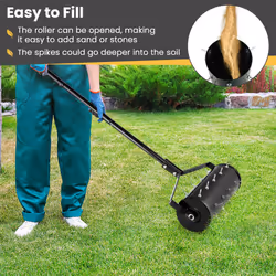 45 cm Manual Lawn Aerator Heavy Duty Rolling Aerator Lawn Tool-Black