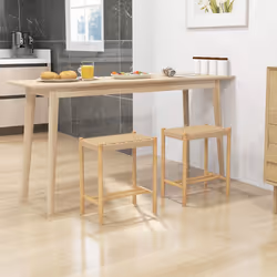 45cm Dining Stool Set of 2 Rubber Wood Frame & Woven Paper Seat
