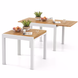 4-6 Person Expandable Patio Dining Table Aluminum Rectangular Indoor Outdoor Table
