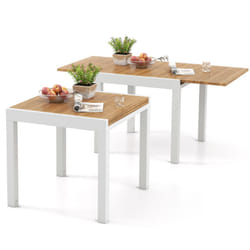 4-6 Person Expandable Patio Dining Table Aluminum Rectangular Indoor Outdoor Table