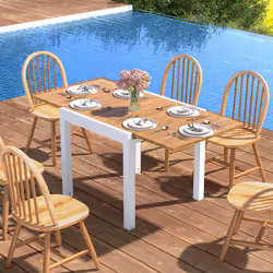 4-6 Person Expandable Patio Dining Table Aluminum Rectangular Indoor Outdoor Table