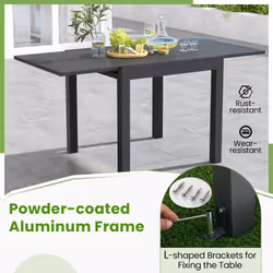 4-6 Person Expandable Patio Dining Table Aluminum Rectangular Indoor Outdoor Table