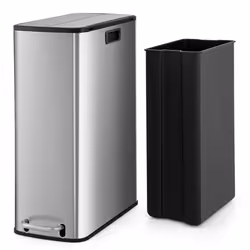 46L Trash Can Kitchen Waste Bin Slim Step Garbage Can w/Removable Bucket