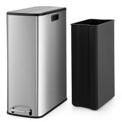 46L Trash Can Kitchen Waste Bin Slim Step Garbage Can w/Removable Bucket