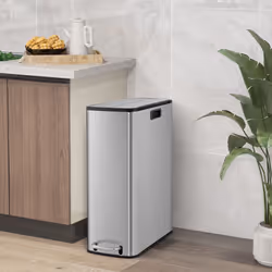 46L Trash Can Kitchen Waste Bin Slim Step Garbage Can w/Removable Bucket