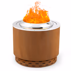 49 cm Smokeless Fire Pit Stainless Steel Wood Burning Firepit-Brown