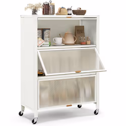 4-Tier Kitchen Bakers Rack Metal Microwave Stand w/ Flip Doors