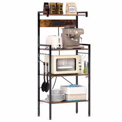4-Tier Kitchen Bakers Rack Microwave Oven Stand w/ Power Outlet-Brown