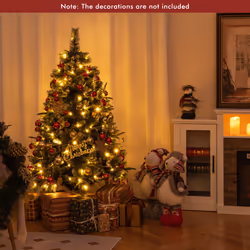 5 FT Pre-Lit Artificial Christmas Tree Hinged Full Tree w/ Flocked Tips