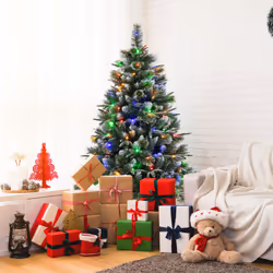 5 FT Pre-Lit Artificial Christmas Tree Hinged Full Tree w/ Flocked Tips