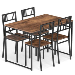 5 Pcs Dining Table Set Industrial-Style Kitchen Table & 4 Chairs-Coffee