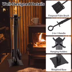 5 Pieces Fireplace Tools Set 81cm Modern Metal Fireside Accessories