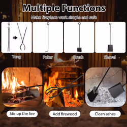 5 Pieces Fireplace Tools Set 81cm Modern Metal Fireside Accessories