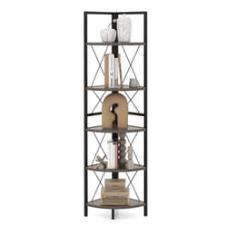 5 tier Corner Bookshelf 160 CM Tall Corner Storage Shelves w/ Metal Frame